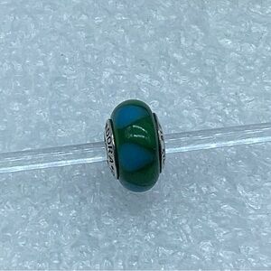 Pandora, “ Dark Green & Blue “ Murano Glass Charm S925 Ale M39-5